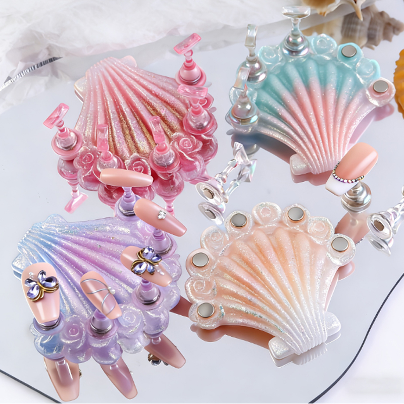 Fashion Aurora Mermaid Shell Plastic Nail Art Holder